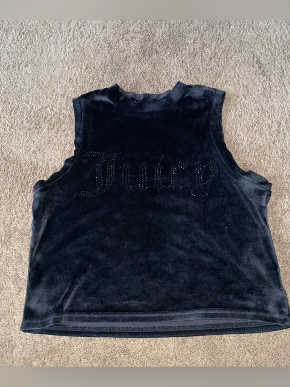 Juicy Couture Black Velvet Sleeveless Logo Tank